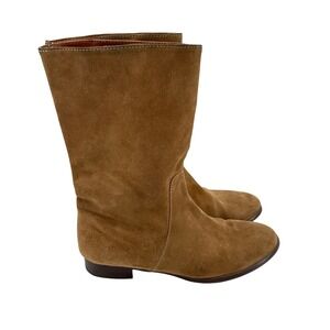 J.Crew Suede Mid-Calf Boots Womens 8.5 Tan Hazelnut Latte Leather Lined 57020